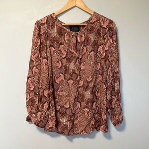 Johnny Was Mettalic Long Sleeve Blouse